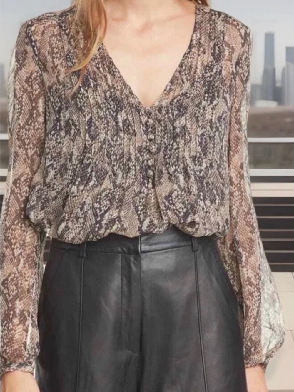 VERONICA BEARD Lowell Snake Print Silk Blouse With Camisole Size 4 Professional
